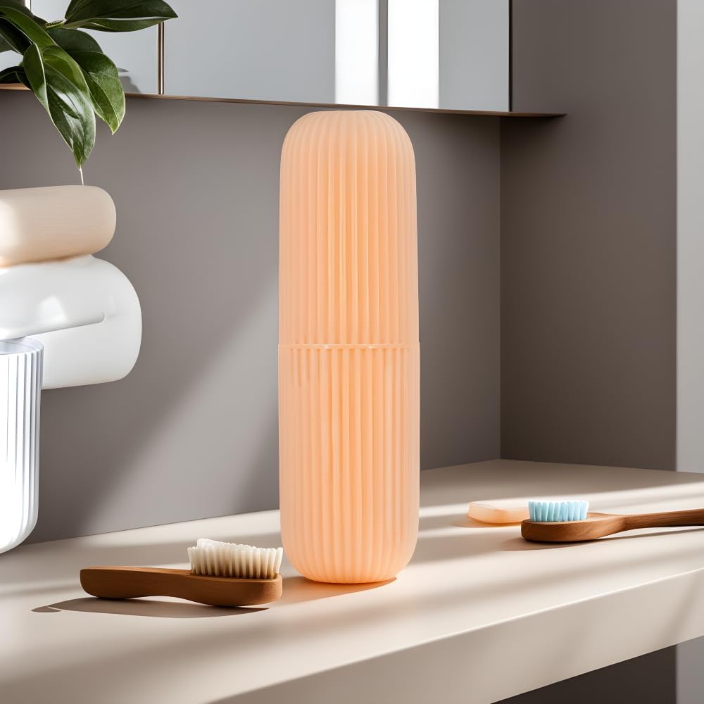 T TOPPLINE Toothbrush Holder Capsule Shape Travel Storage Bottle Plastic Travel Toothbrush Round Case Cover Holder