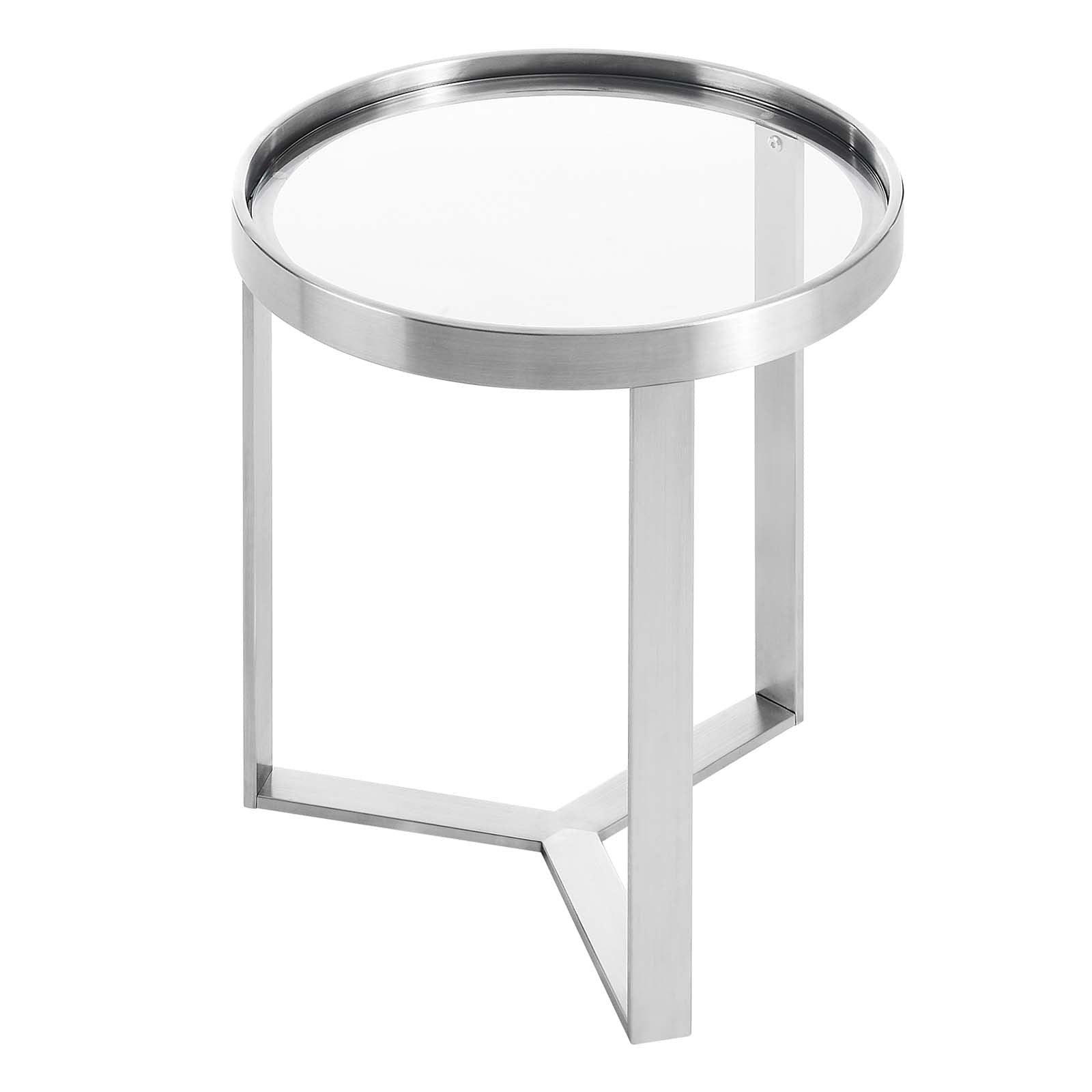 Modway Relay Glass And Metal Accent Side Table, Silver 17.5 X 17.5 X 19.5
