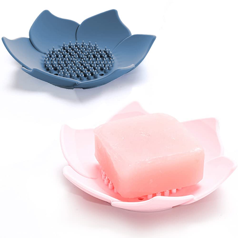 EARTHCONE Silicone Soap Dish Tray Holder Drainer Shower Soap Saver