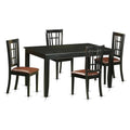 East West Furniture DUNI5-BLK-LC 5 Piece Dinette Set for 4 Includes a Rectangle Dining Room Table and 4 Faux Leather Upholstered Dining Chairs, 36x60 Inch, Black