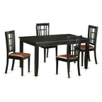 East West Furniture DUNI5-BLK-LC 5 Piece Dinette Set for 4 Includes a Rectangle Dining Room Table and 4 Faux Leather Upholstered Dining Chairs, 36x60 Inch, Black