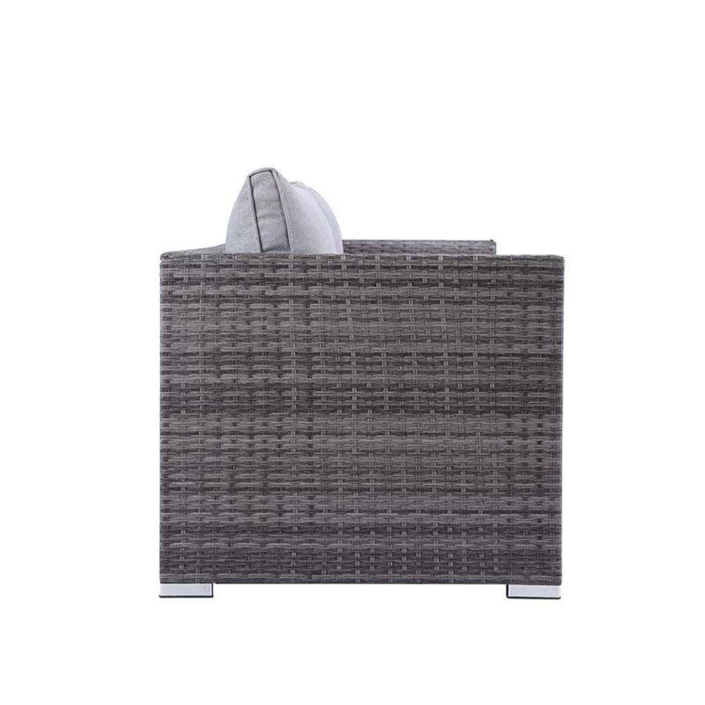 Acme Sheffield 4PC Pack Patio Sofa Set in Gray Fabric & Gray Finish