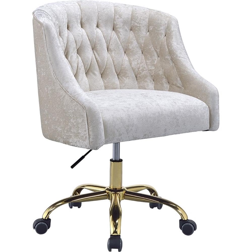 Acme Levian Tufted Velvet Upholstered Office Chair in Vintage Cream and Gold