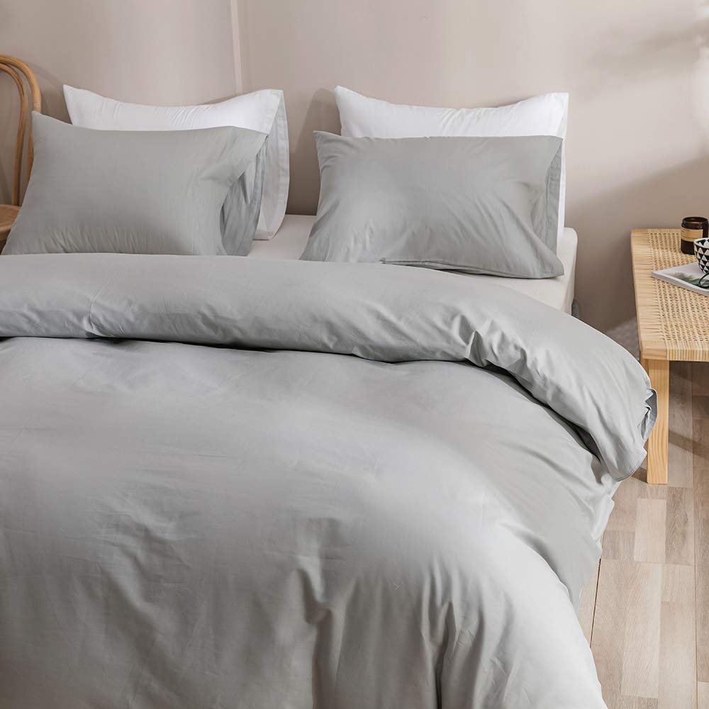 Clothknow Grey Comforter Sets Light Grey Bedding Comforter Set Twin Boys Men Comforter Solid Silver Gray Comforter 3Pcs Gray Bed