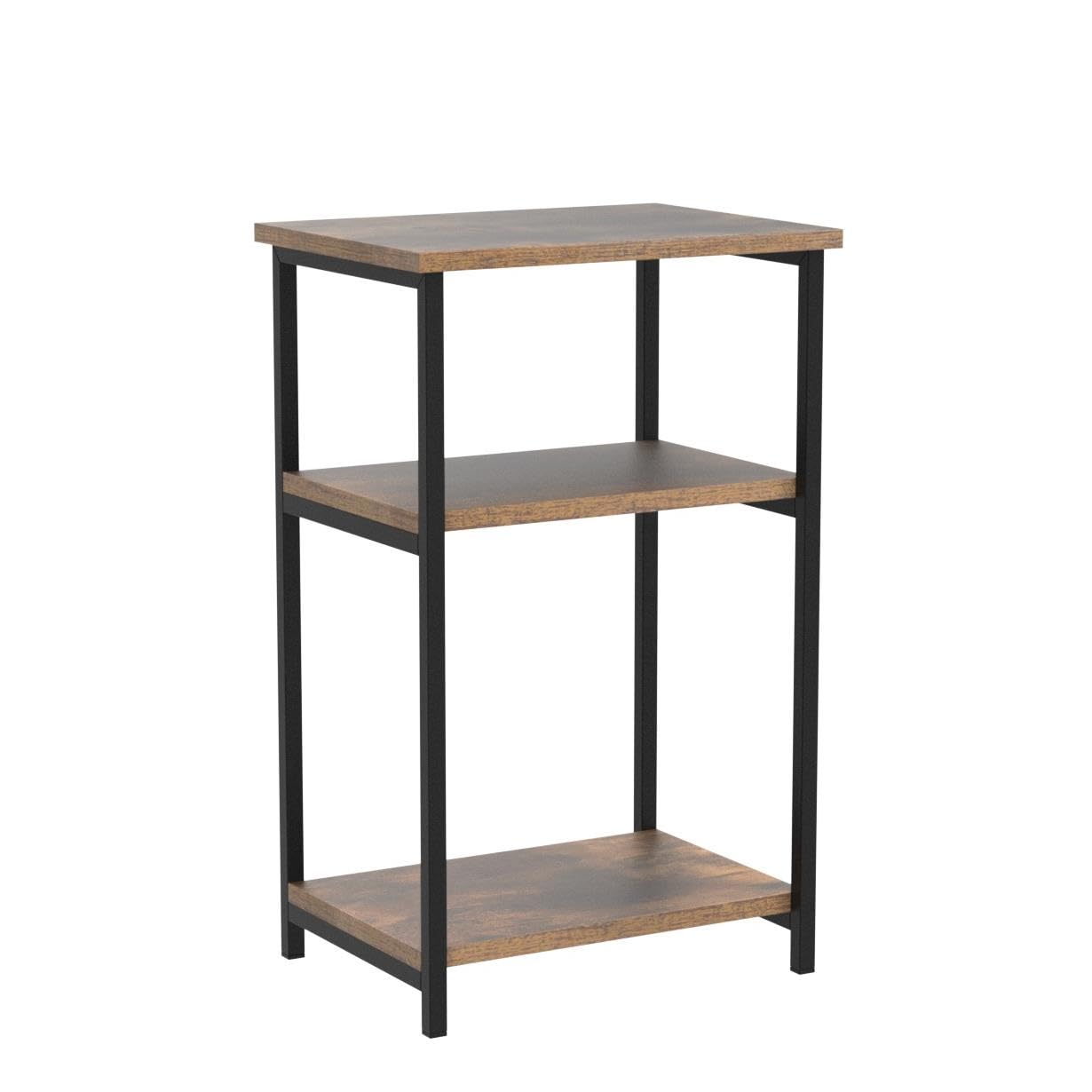 Furinno Just 3-Tier Metal Frame End Table with Storage Shelves, 2-Pack, Amber Pine