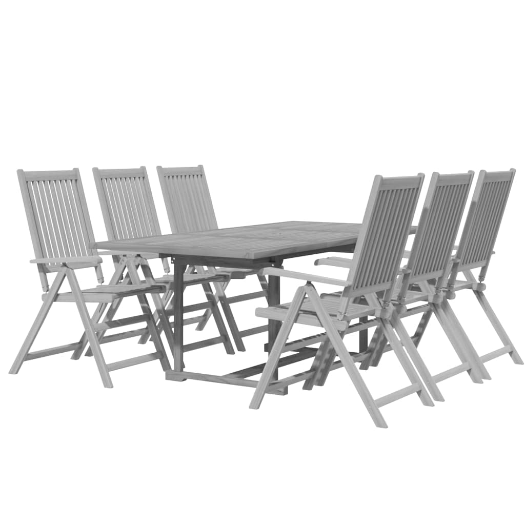 vidaXL Extendable 7-Piece Outdoor Dining Set - Adjustable Chairs and Table, Made from Sustainable Solid Acacia Wood, Weather-Resistant, Perfect for Patio, Garden, or Backyard