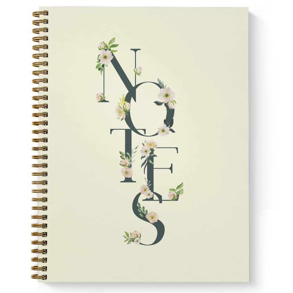 Softcover Floral Notes 8.5' X 11' Beautiful Spiral Notebook/Journal, 120 College Ruled Pages, Durable Gloss Laminated Cover, G