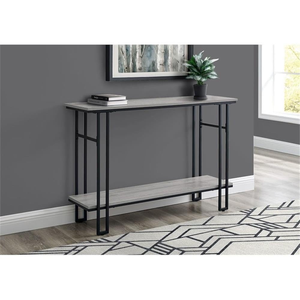 Monarch Specialties I 3576 Accent Table, Console, Entryway, Narrow, Sofa, Living Room, Bedroom, Metal, Laminate, Grey, Black, Contemporary, Modern