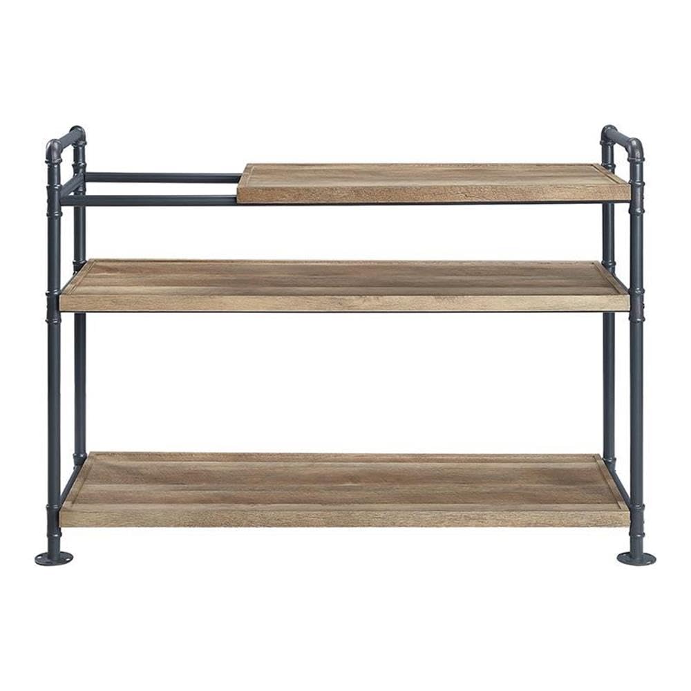 Acme Brantley Bookshelf with 3 Wooden Shelves in Oak and Sandy Black