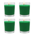 Set of 4 Green Votive Candles for Christmas and St. Patrick's Day, Clear Glass Filled Unscented Soy Wax Candle for Spring Home D