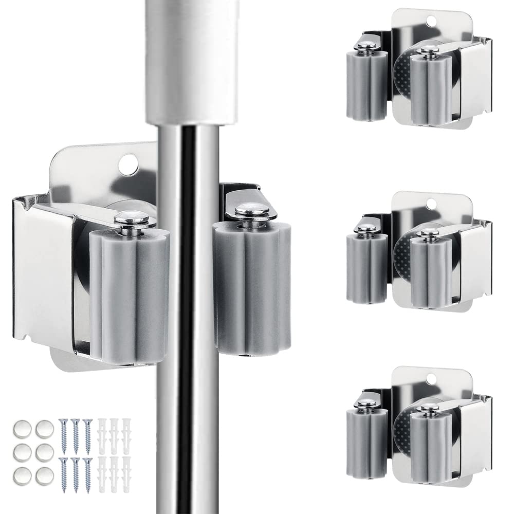 Jamend Clxp 3Pcs Broom And Mop Holder, Heavy Duty Garden Tool Organizer Rack Rake And Shovel Handle, Stainless Steel Mop Hanger.