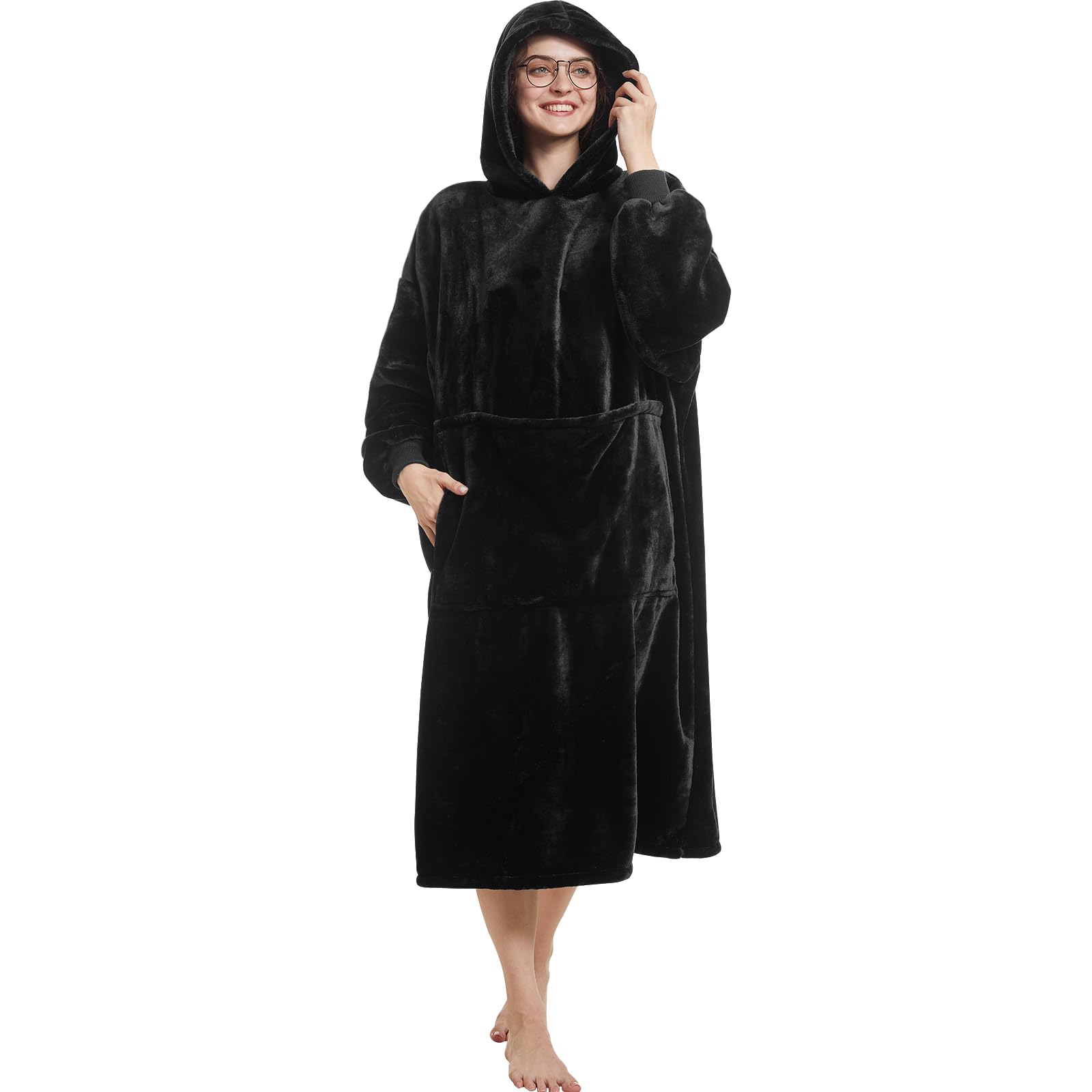 Aemilas Long Wearable Blanket Hoodie - Cozy Blanket Sweatshirt As Birthday Gifts For Men Him,Thick Flannel Hooded Blanket With G