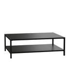 Flash Furniture Metal Indoor/Brock Outdoor Coffee Table with Lower Shelf - Black Steel Coffee Table for Business or Home Use - Modern Square Leg Frame