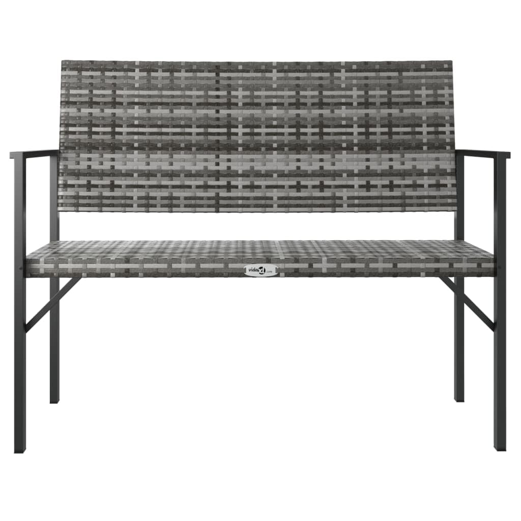 vidaXL 2-Seater Patio Bench in Gray- Robust Frame, Poly Rattan Material, Weather Resistant, Comfortable Seating with Armrests and Backrest, Great for Garden and Terrace