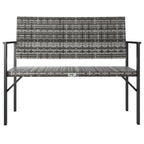 vidaXL 2-Seater Patio Bench in Gray- Robust Frame, Poly Rattan Material, Weather Resistant, Comfortable Seating with Armrests and Backrest, Great for Garden and Terrace
