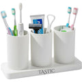 Tastic Bathroom Toothbrush Holder,Bathroom Shelf | 3In1 Multipurpose Toothbrush Holder With Cups And Tray For Bathroom Storage
