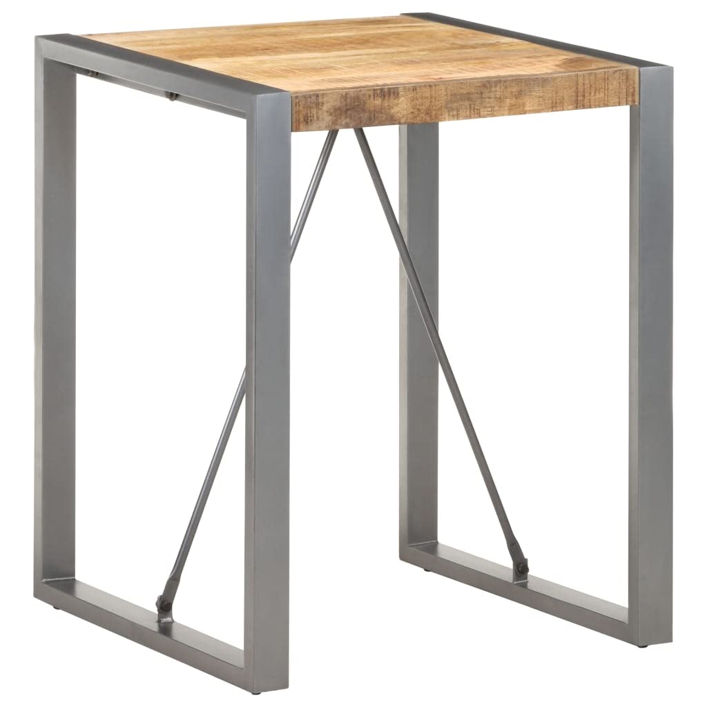 vidaXL Industrial-Style Dining Table Built with Solid Rough Mango Wood and Gray Powder-Coated Steel Legs