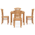vidaXL 5-Piece Outdoor Patio Dining Set - Durable and Weather-Resistant Solid Teak Hardwood Furniture Set - Includes Rectangular Table and 4 Chairs - Brown