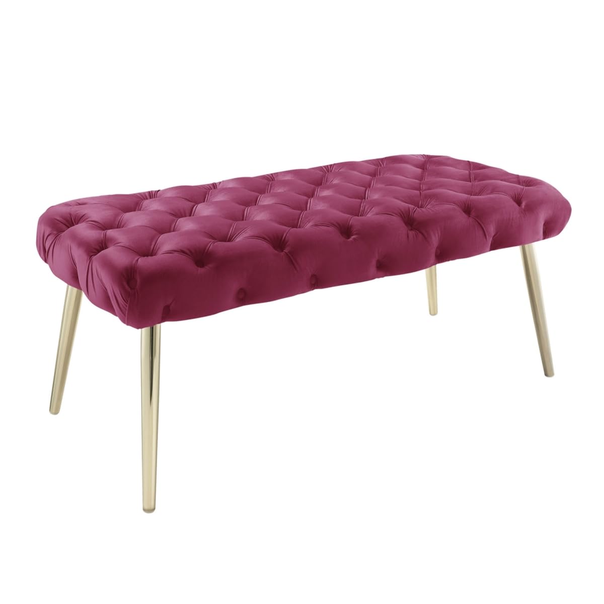 HomeRoots 490969 20.5 x 20.9 x 48.4 in. Fuchsia & Gold Upholstered Upholstery Bedroom Bench