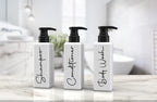 TwoP Brands Luxury Shampoo & Conditioner Dispenser Set - 3 Refillable Pump Bottles - White - Model shco2