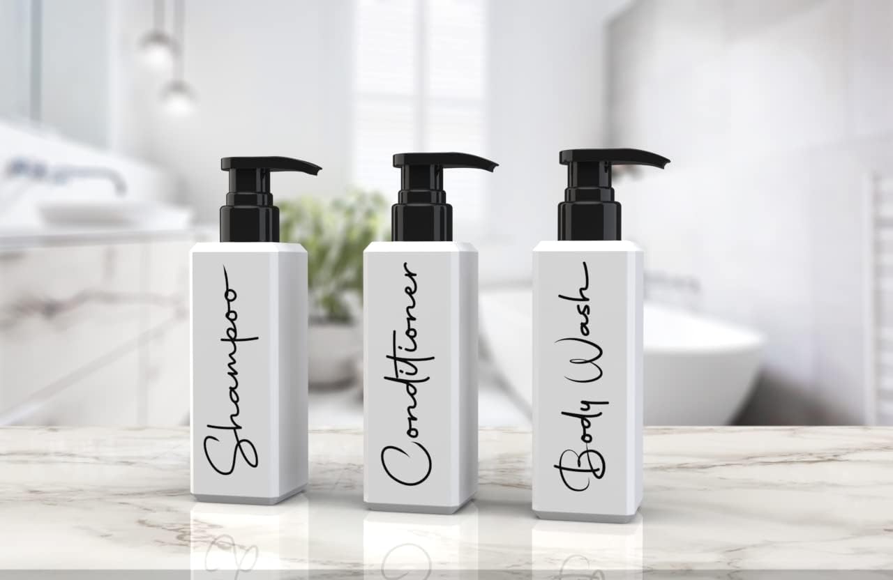 Luxury Spa-Inspired Shampoo And Conditioner Dispenser - Pump Bottles For Shower Wall - Set Of 3 Refillable Bottles - Shampoo, Co