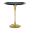 Modway Drive 36" Modern Farmhouse Dining Table with Round Pine Black Wood Top and Gold Steel Base in Black Gold