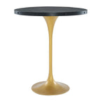 Modway Drive 36" Modern Farmhouse Dining Table with Round Pine Black Wood Top and Gold Steel Base in Black Gold