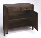 HomeRoots Dark Brown Bayur Wood Solids, MDF, Steel Imperial Coffee Console Cabinet