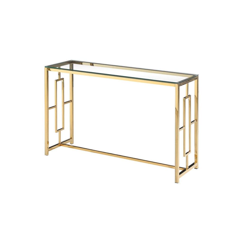 Best Master Stainless Steel And Glass Console Table In Clear/Gold Base