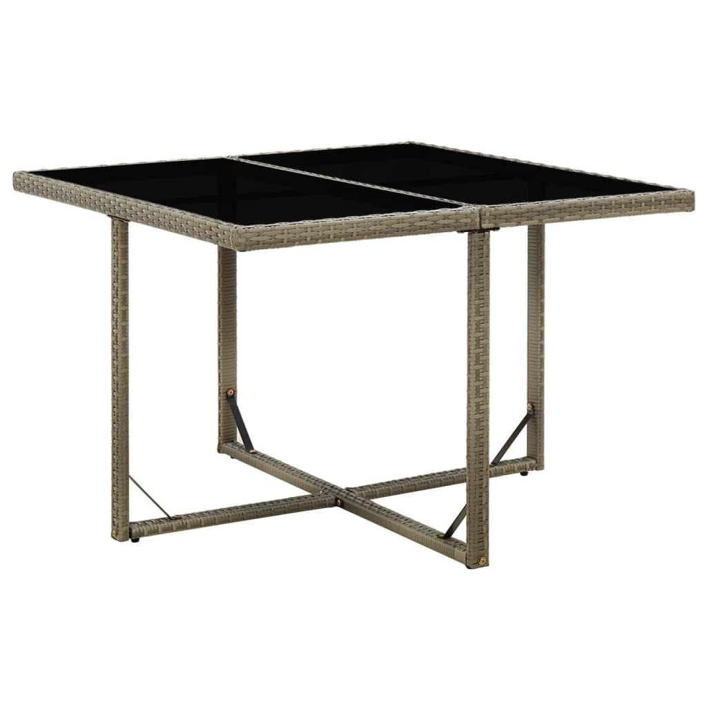 Vidaxl Patio Table Gray 42.9&quot;X42.1&quot;X29.1&quot; Poly Rattan And Glass