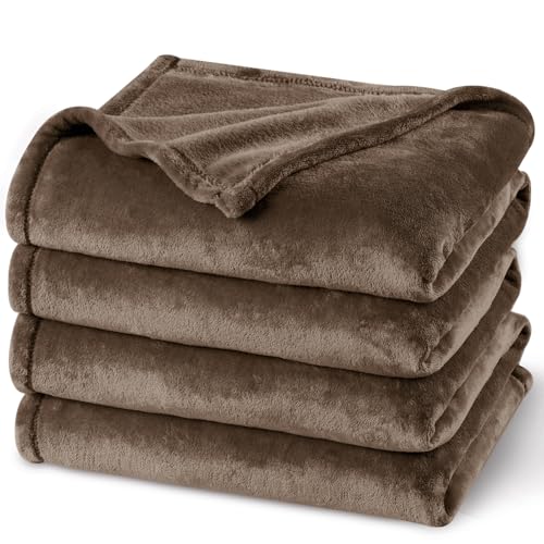 Phf Ultra Soft Fleece Blanket Queen Size, No Shed No Pilling Luxury Plush Cozy 300Gsm Lightweight Blanket For Bed, Couch, Chair, Sofa Suitable For All Season, 90' X 90', Cocoa Brown