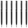 Unibene Slim Metallic Retractable Ballpoint Pens - Matte Black & Chrome, Nice Gift For Business Office Students Teachers Wedding