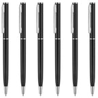 Unibene Slim Metallic Retractable Ballpoint Pens - Matte Black & Chrome, Nice Gift For Business Office Students Teachers Wedding