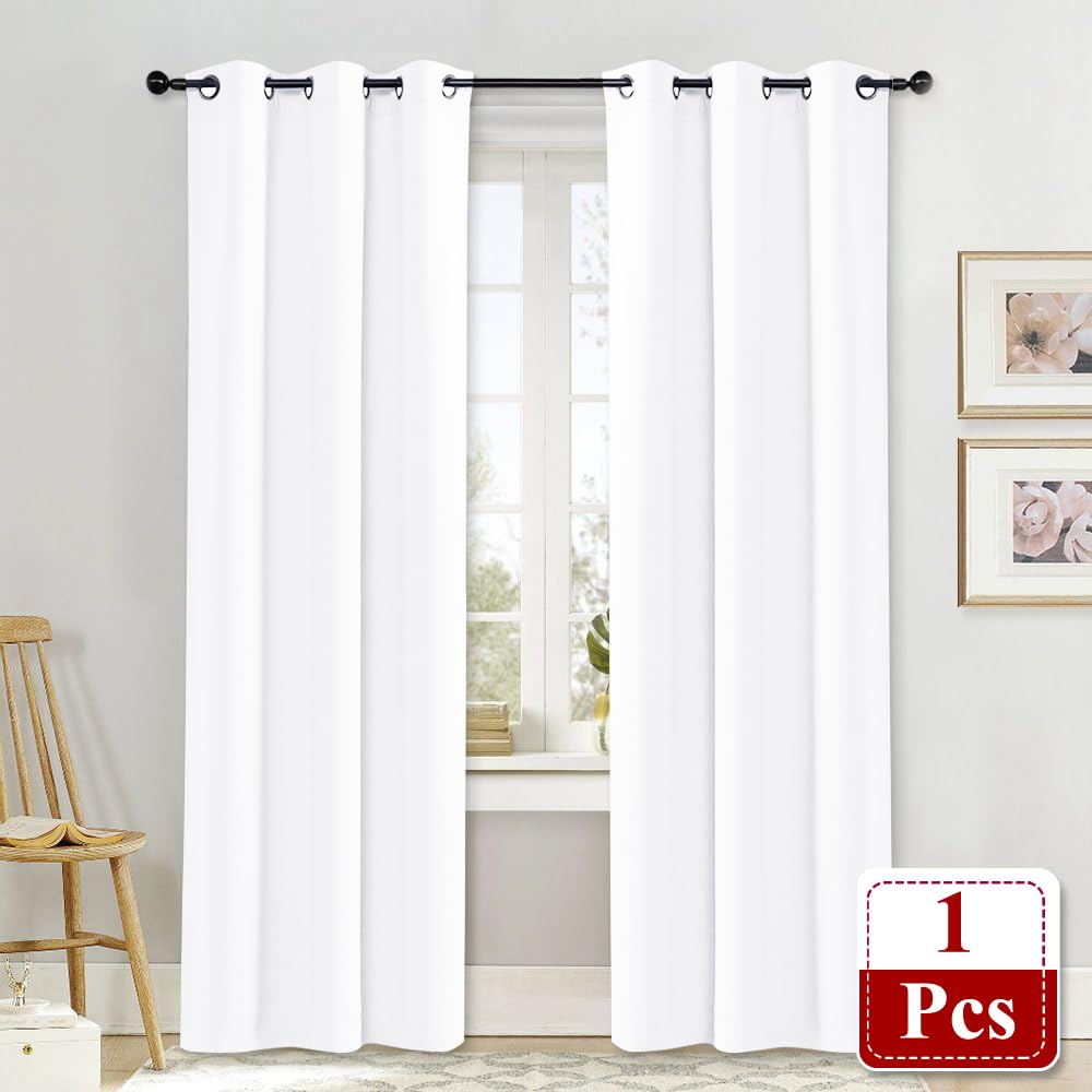 Nicetown Pure White Window Curtain And Drape, 1 Panel, 42 By 84, Easy Care Solid Thermal Insulated Grommet Room Darkening Drapery For Kid'S Room