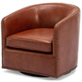 Comfort Pointe Tyler Caramel Brown Faux Leather Swivel Arm Chair with Nailhead Trim