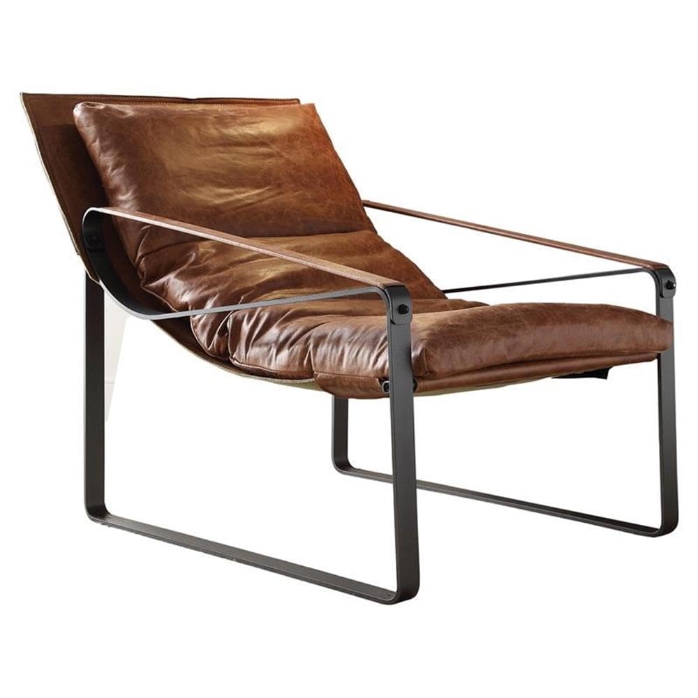 Acme Quoba Top Grain Leather Upholstery Accent Chair in Cocoa