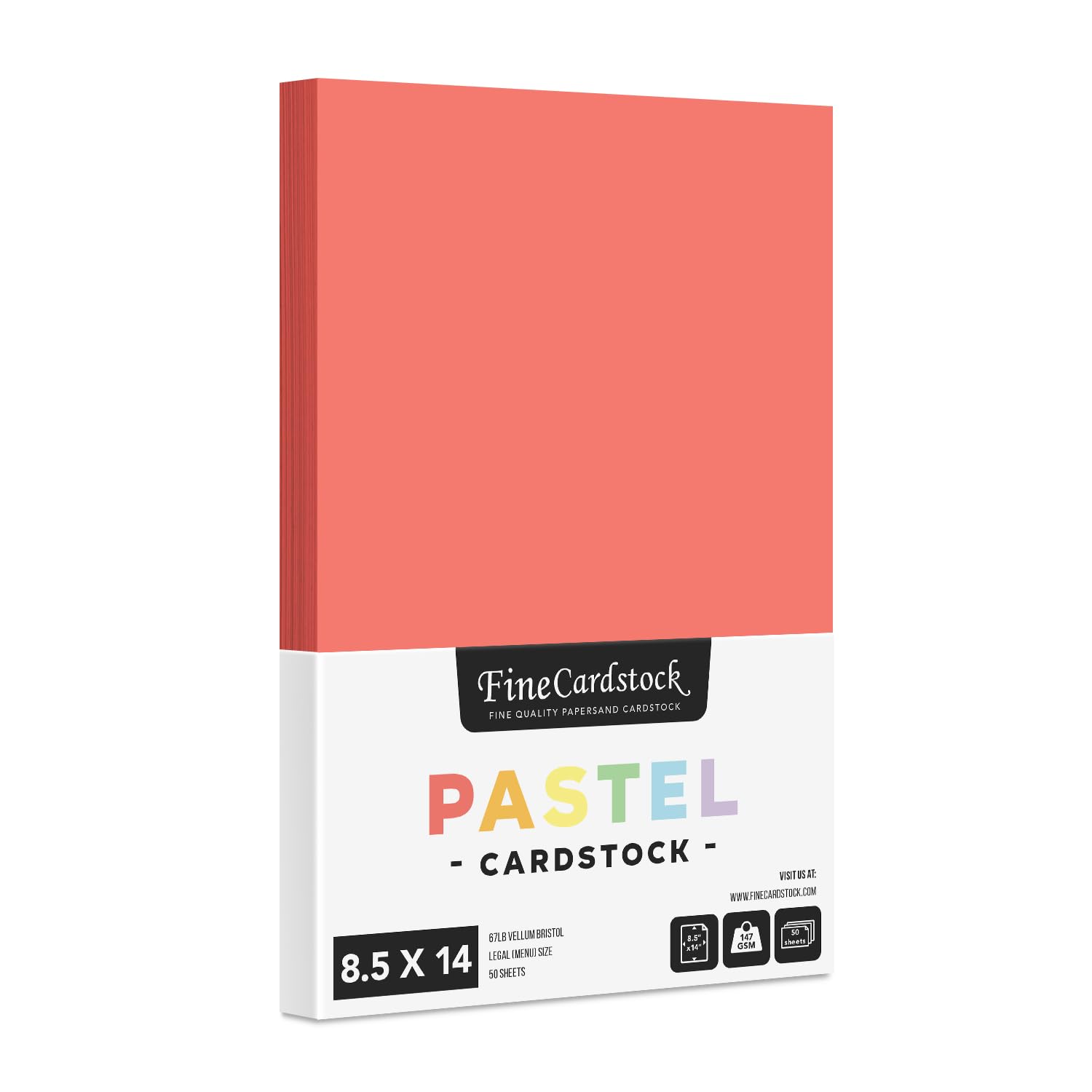 Salmon - Pastel Color Card Stock Paper Legal Size 8.5' X 14' Pack Of 50