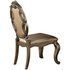 Acme Ragenardus Faux Leather Dining Side Chair in Champagne Oak Set of 2