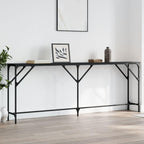 vidaXL Black Console Table in Industrial Style, Engineered Wood and Metal, Ideal for Entryway, Living Room, or Hallway