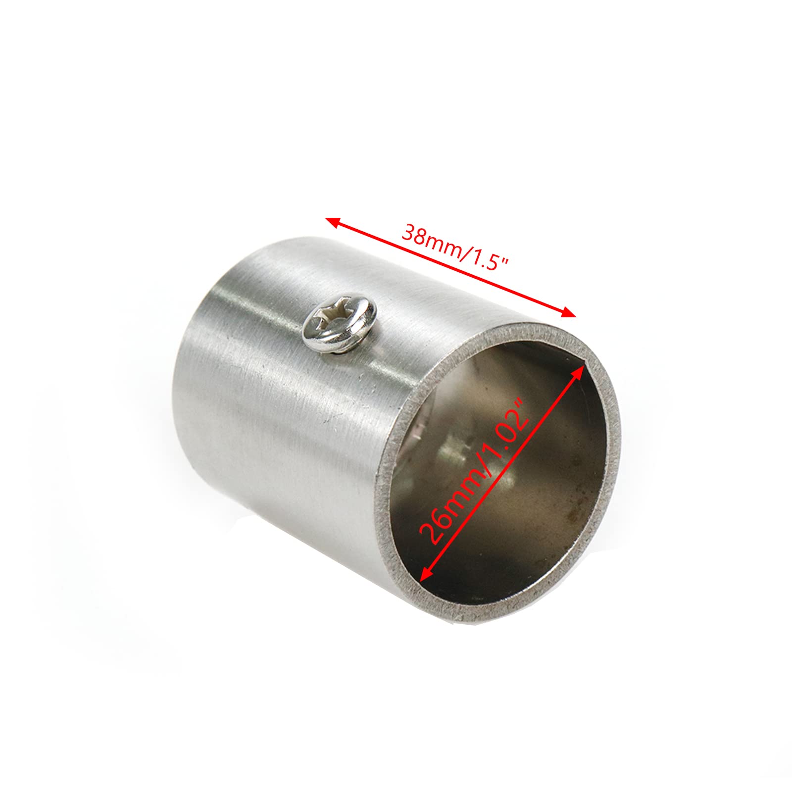 Rannb 4Pcs Closet Rod Bracket Fits 25Mm/1' Rod Dia Stainless Steel Cylinder Shape Rod End Holders