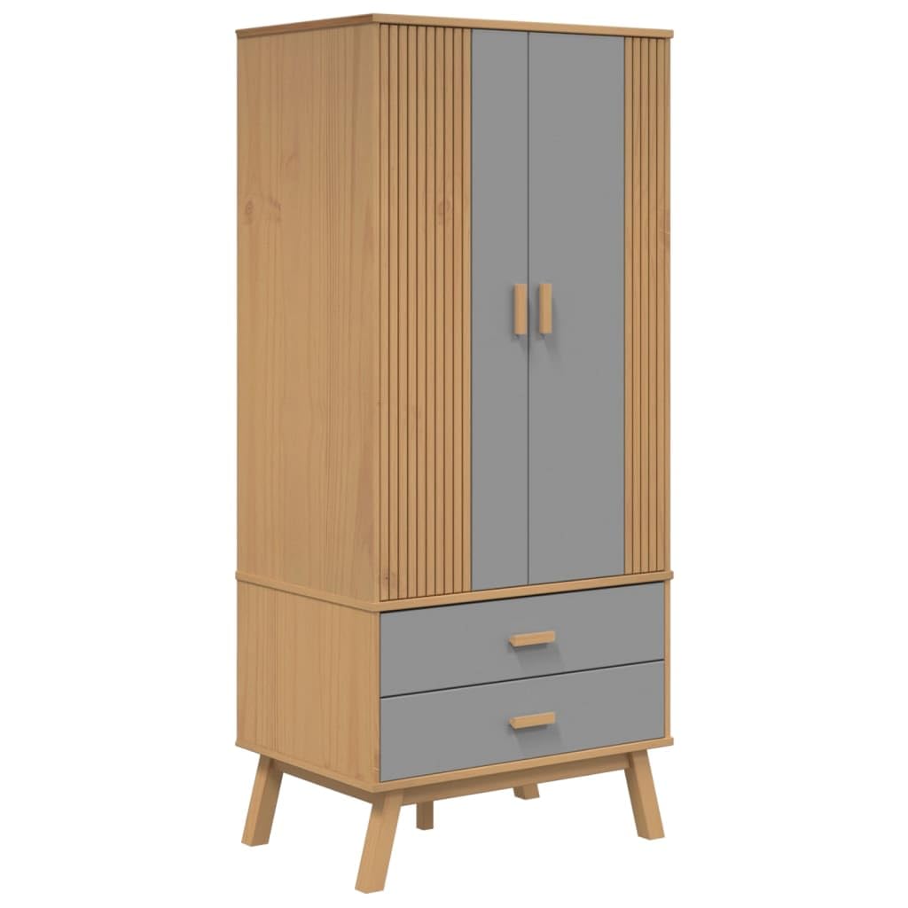 vidaXL Wardrobe Olden Grey and Brown 76.5x53x172cm Solid Wood Pine