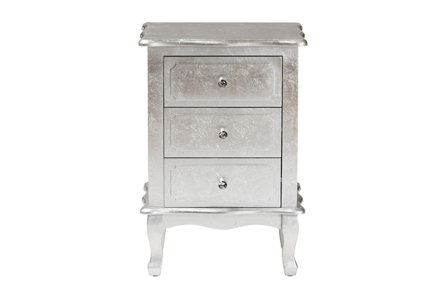 Baxton Studio Newton Silver Finished Wood 3-Drawer End Table