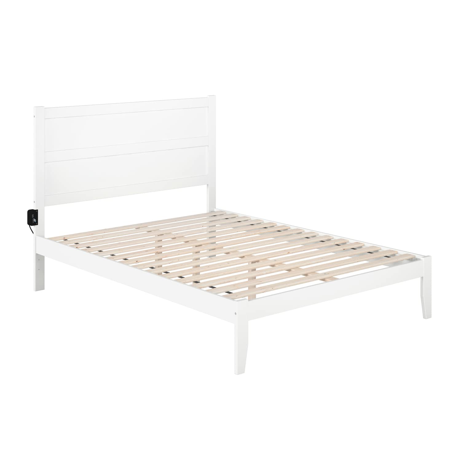 AFI NoHo Queen Size Platform Bed with Charging Station in White