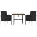 vidaXL Patio Dining Set 3 Piece, Outdoor Dining Set for 2, Table and Chair for Garden Backyard, Dining Chair, Farmhouse Style, Poly Rattan Black