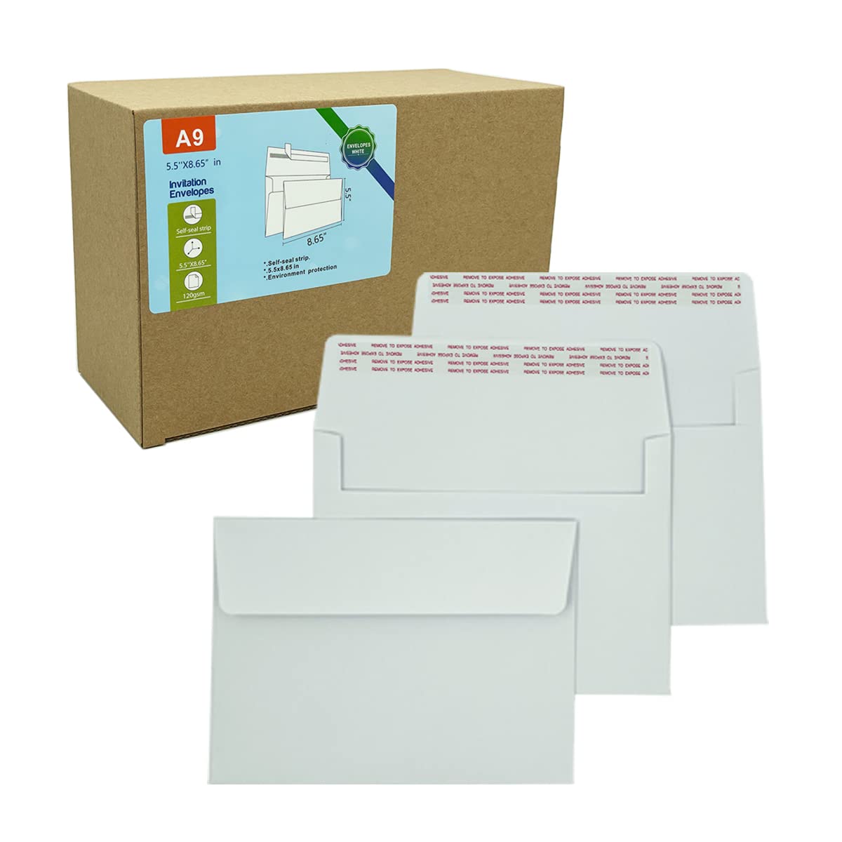 A9 Invitation Envelopes(100 Pcs 5.75X8.75 In )- Windowless Design 120Gsm White Paper Envelopes With Printable Quick Self-Seal Fo