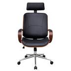 vidaXL Swivel Office Chair with Headrest, Artificial Leather and Bentwood Frame, Adjustable Height, Mobile with 5 Castors - Brown and Black