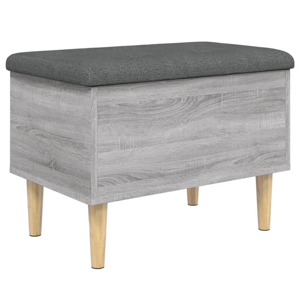vidaXL Storage Bench Gray Sonoma 24.4inchx16.5inchx18.1inch Engineered Wood