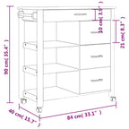 vidaXL Solid Wood Pine Kitchen Trolley Cart - Honey Wax Finish, Rolling Storage Organiser with Drawers/Shelves, 33.1" x 15.7" x 35.4"