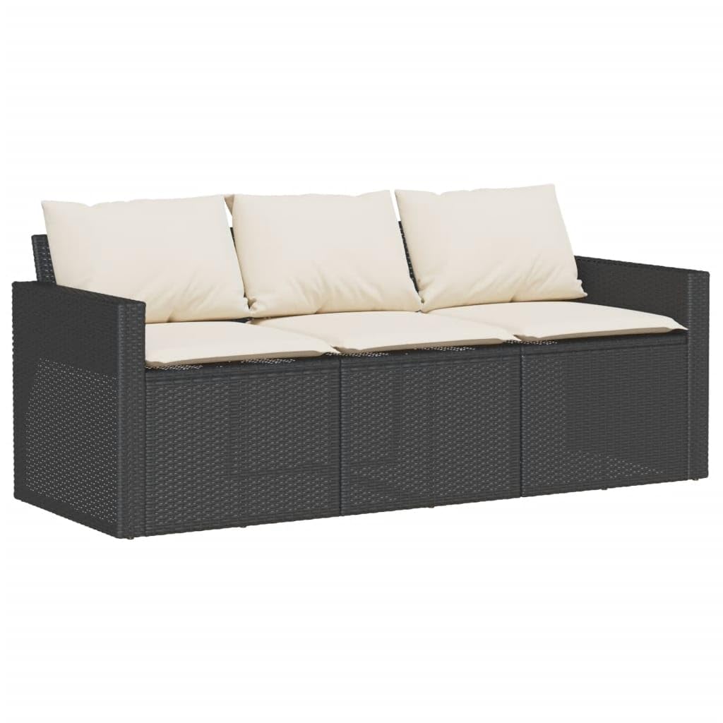 vidaXL 6-piece Lounge set with cushions poly rattan black