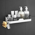 Bainsh Bathroom Shelf Organizer Wall Mounted | 2 Tier Plastic Bathroom Rack with 4 Hooks | No Drill Adhesive Bathroom Accessorie